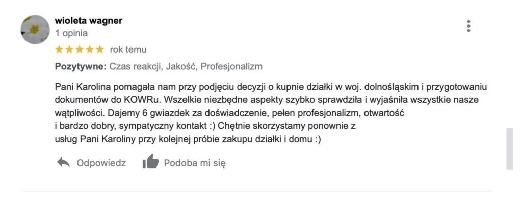 Print screen z opiniami klientów Homependium na Google